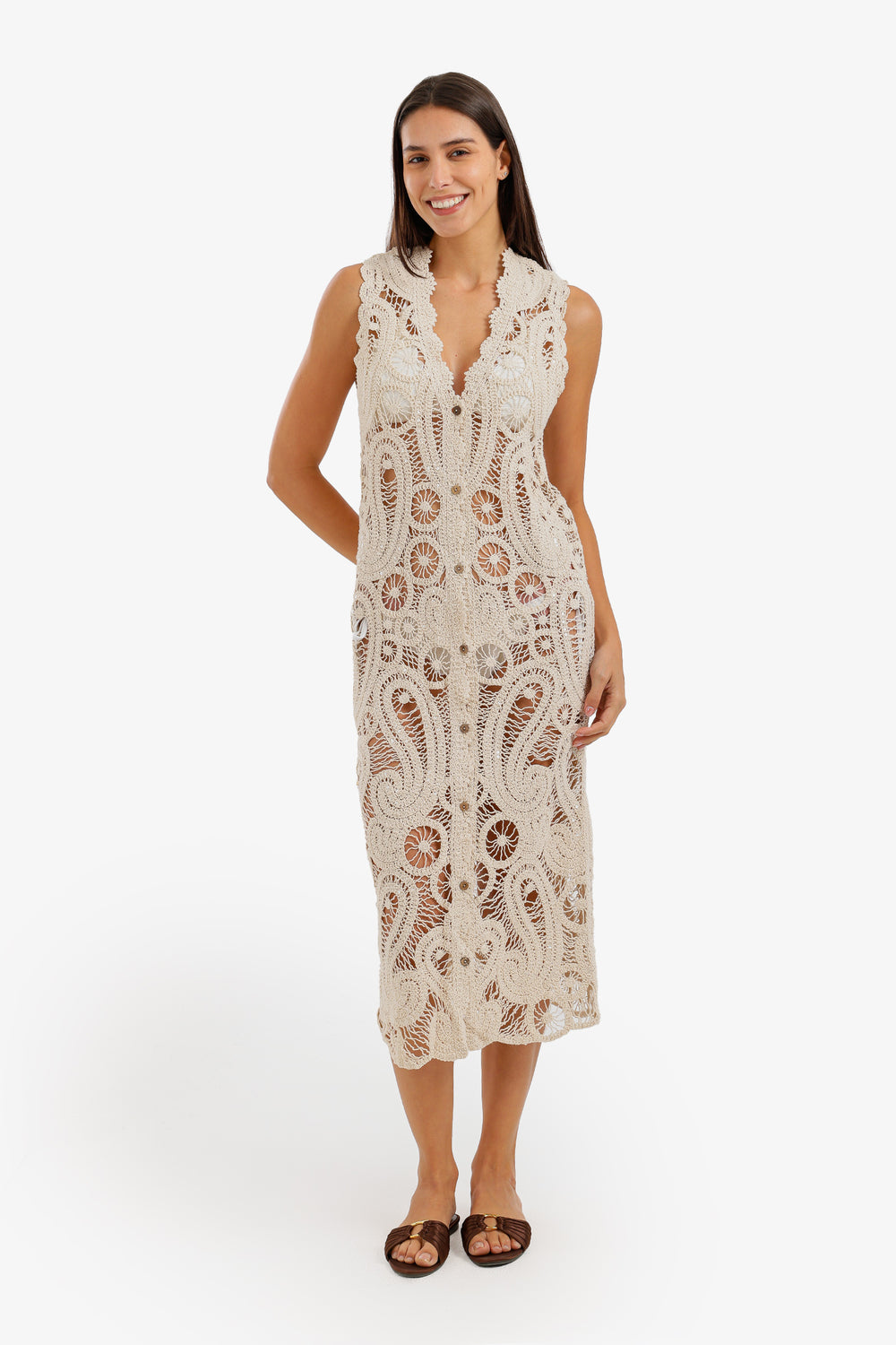 Button-Front Beach Dress