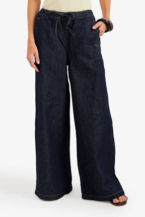 Slash-Pocket Denim Pants
