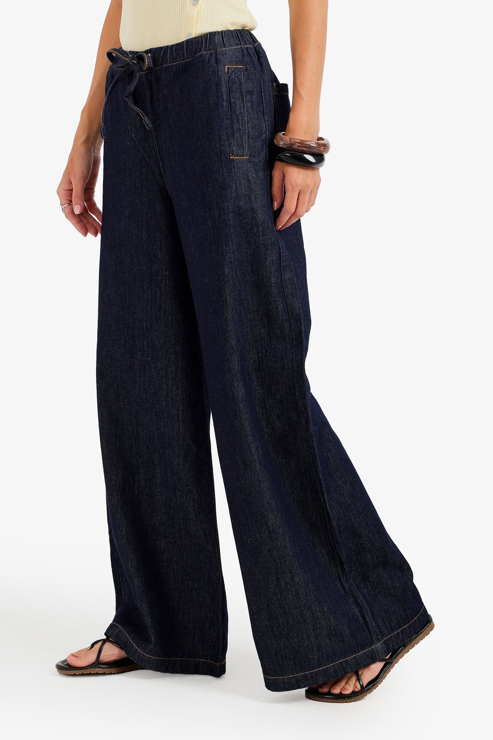 Slash-Pocket Denim Pants