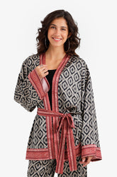 Geometric Satin Beach Kimono