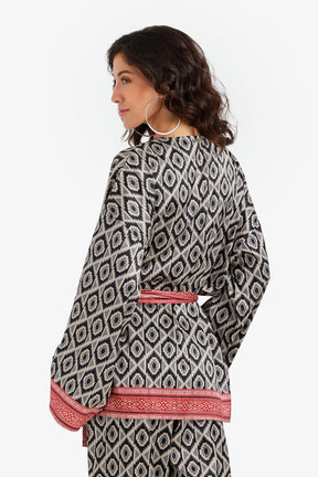 Geometric Satin Beach Kimono