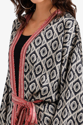 Geometric Satin Beach Kimono