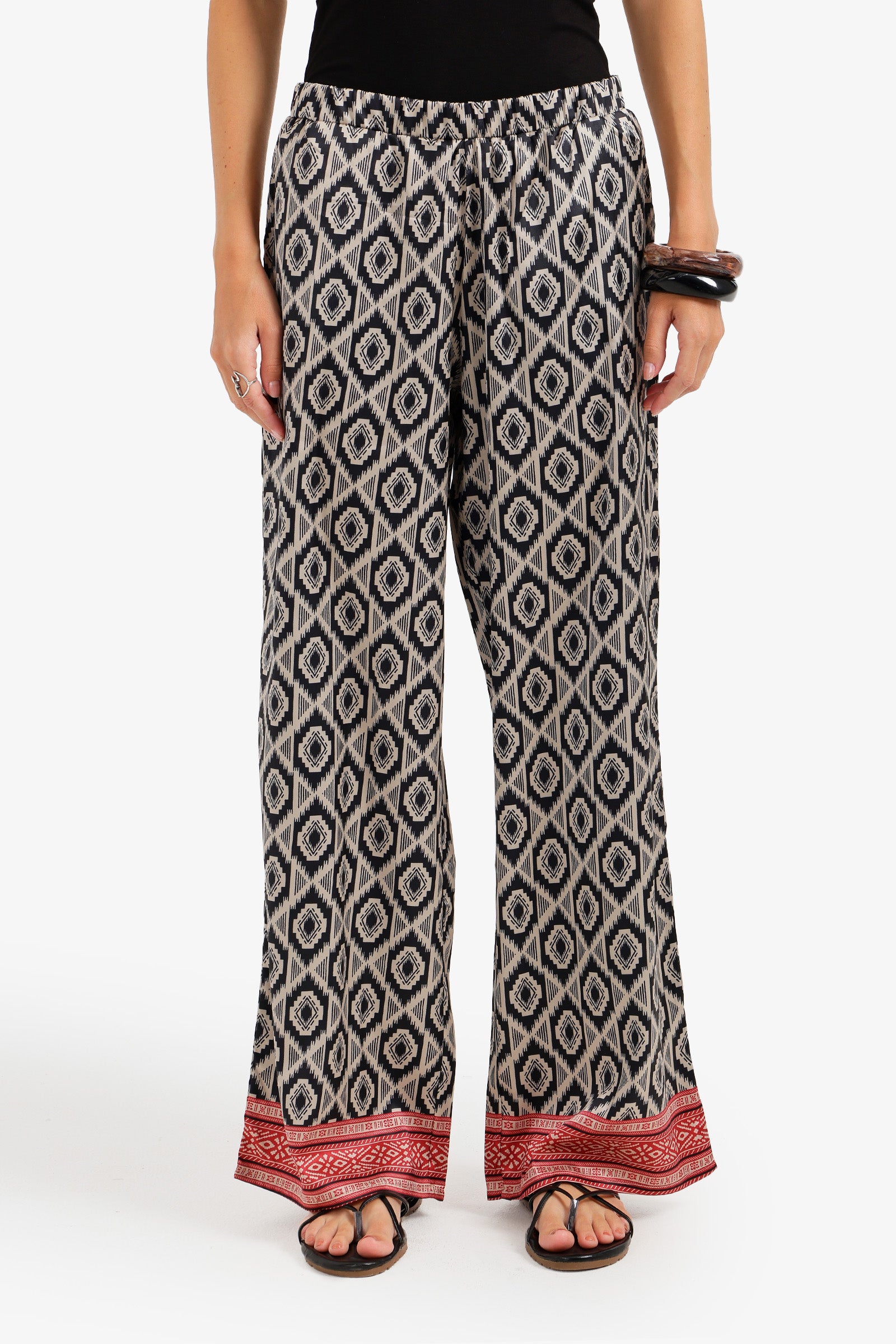 Geometric Satin Beach Pants