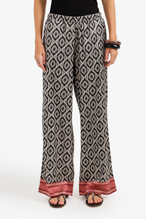 Geometric Satin Beach Pants