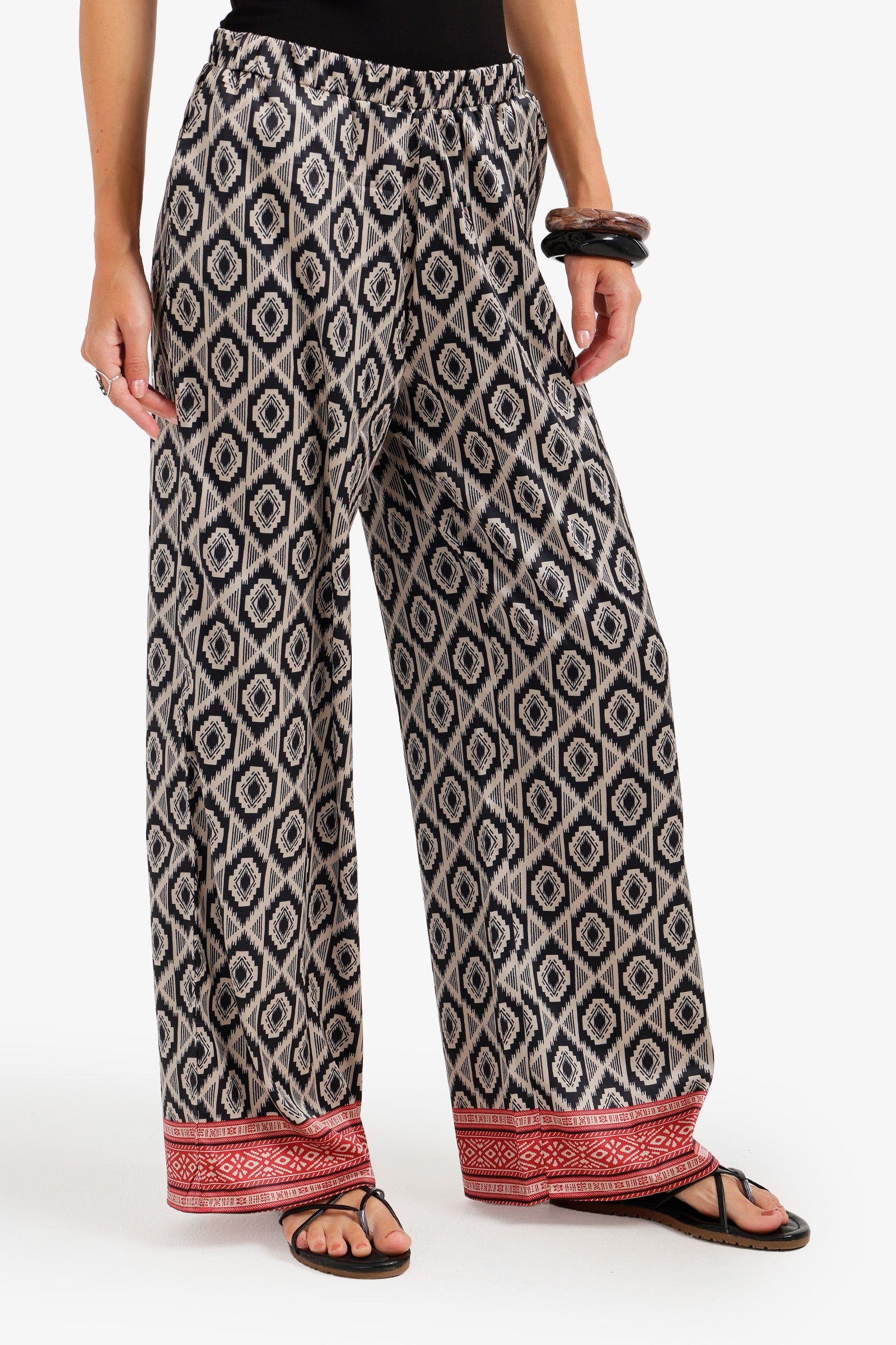 Geometric Satin Beach Pants