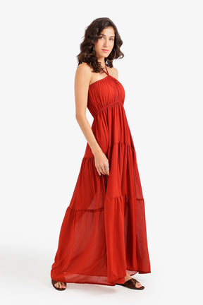 Halter Tiered Beach Dress