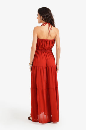 Halter Tiered Beach Dress
