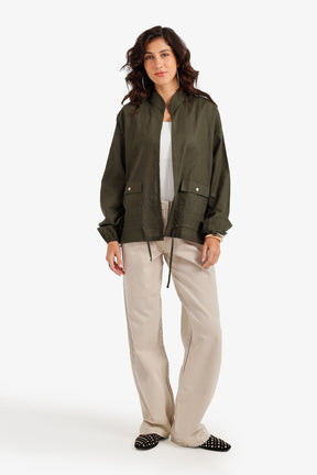 Hidden-Closure Denim Pants