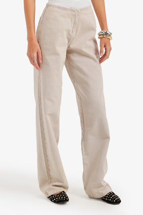 Hidden-Closure Denim Pants