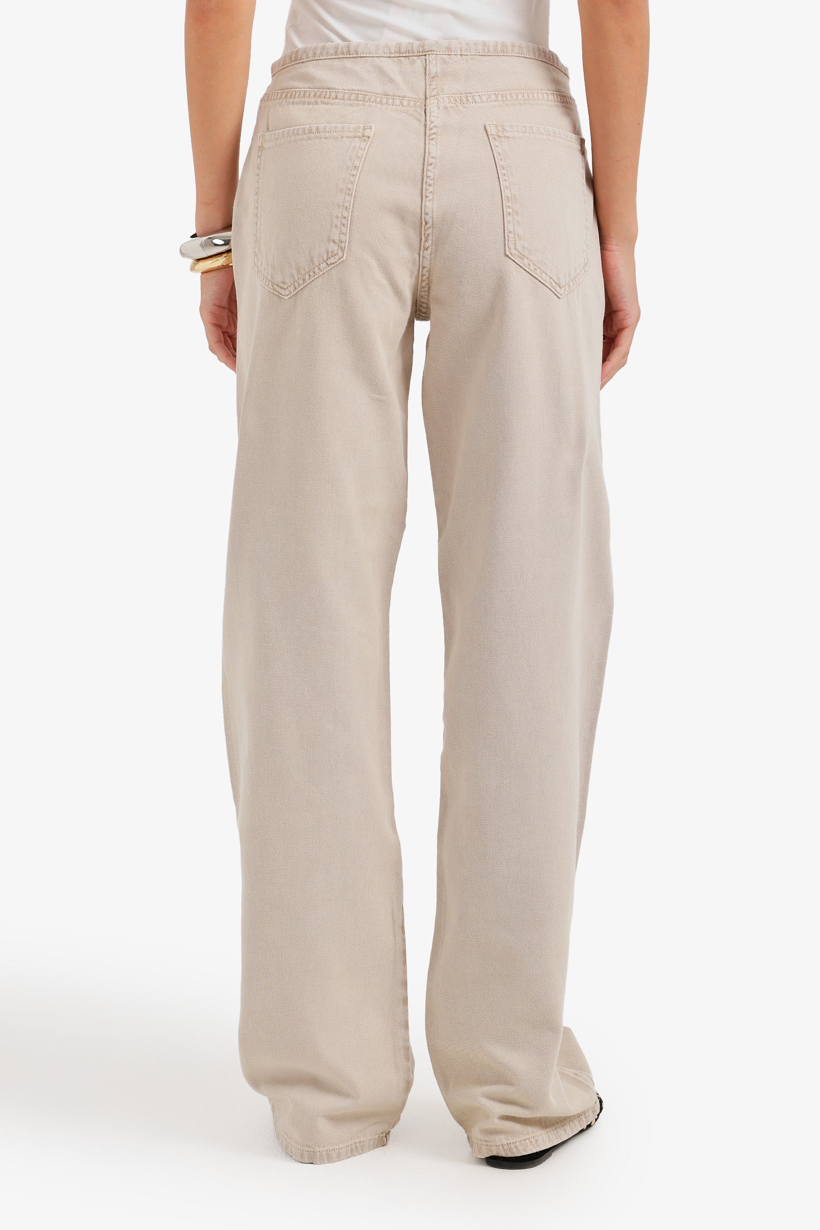 Hidden-Closure Denim Pants