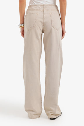 Hidden-Closure Denim Pants