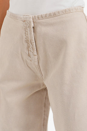 Hidden-Closure Denim Pants