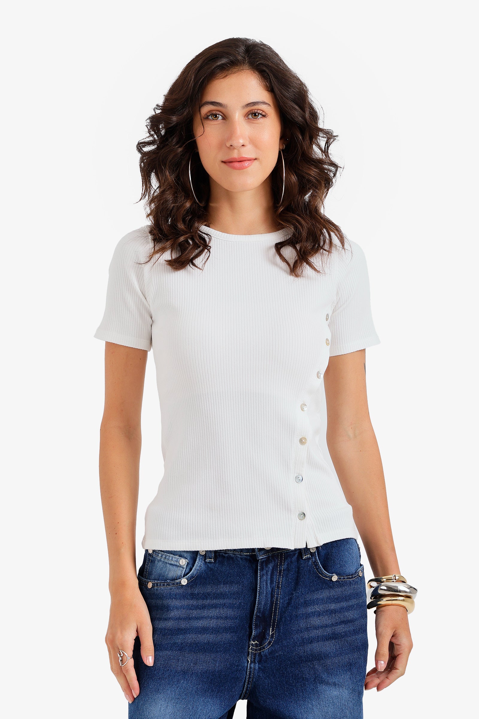 Side Button Closure Top