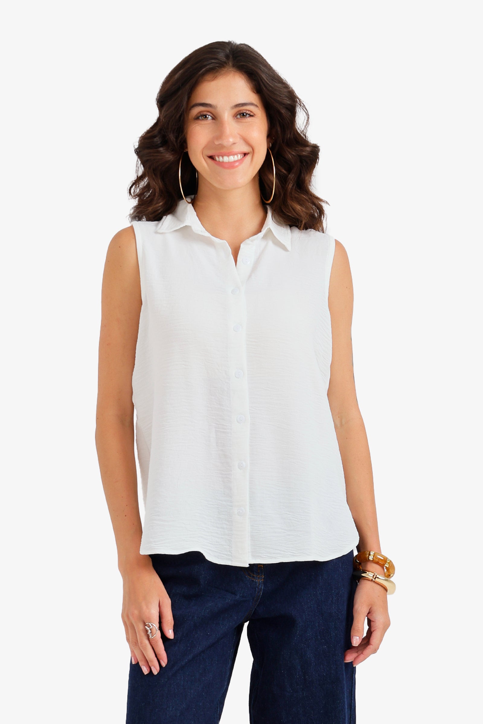 Crinkle Sleeveless Shirt