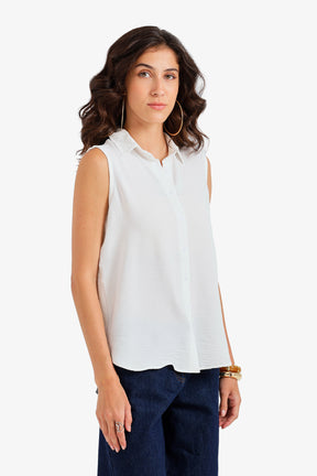 Crinkle Sleeveless Shirt