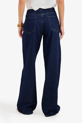 Hidden-Closure Denim Pants