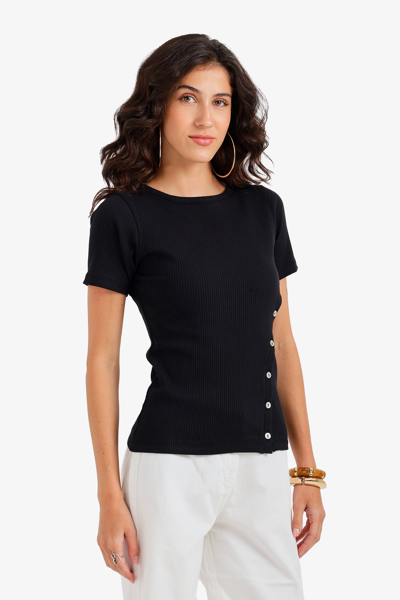 Side Button Closure Top
