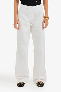 Hidden-Closure Denim Pants