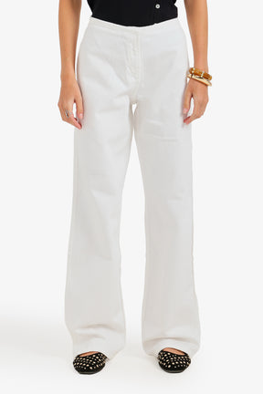 Hidden-Closure Denim Pants