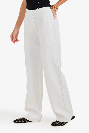 Hidden-Closure Denim Pants