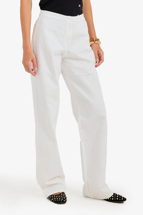 Hidden-Closure Denim Pants