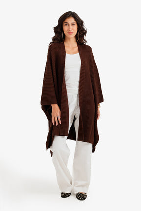 Ribbed Batwing Poncho