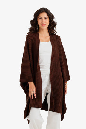 Ribbed Batwing Poncho