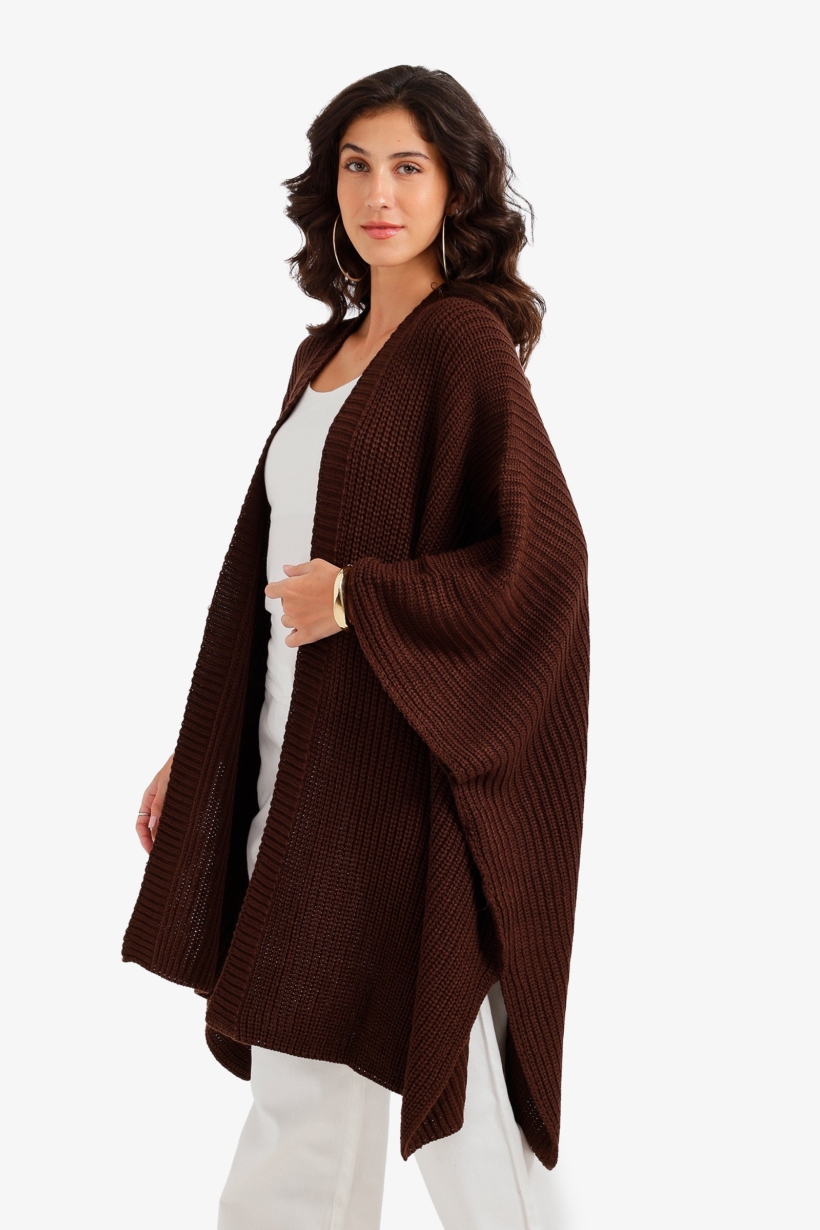 Ribbed Batwing Poncho