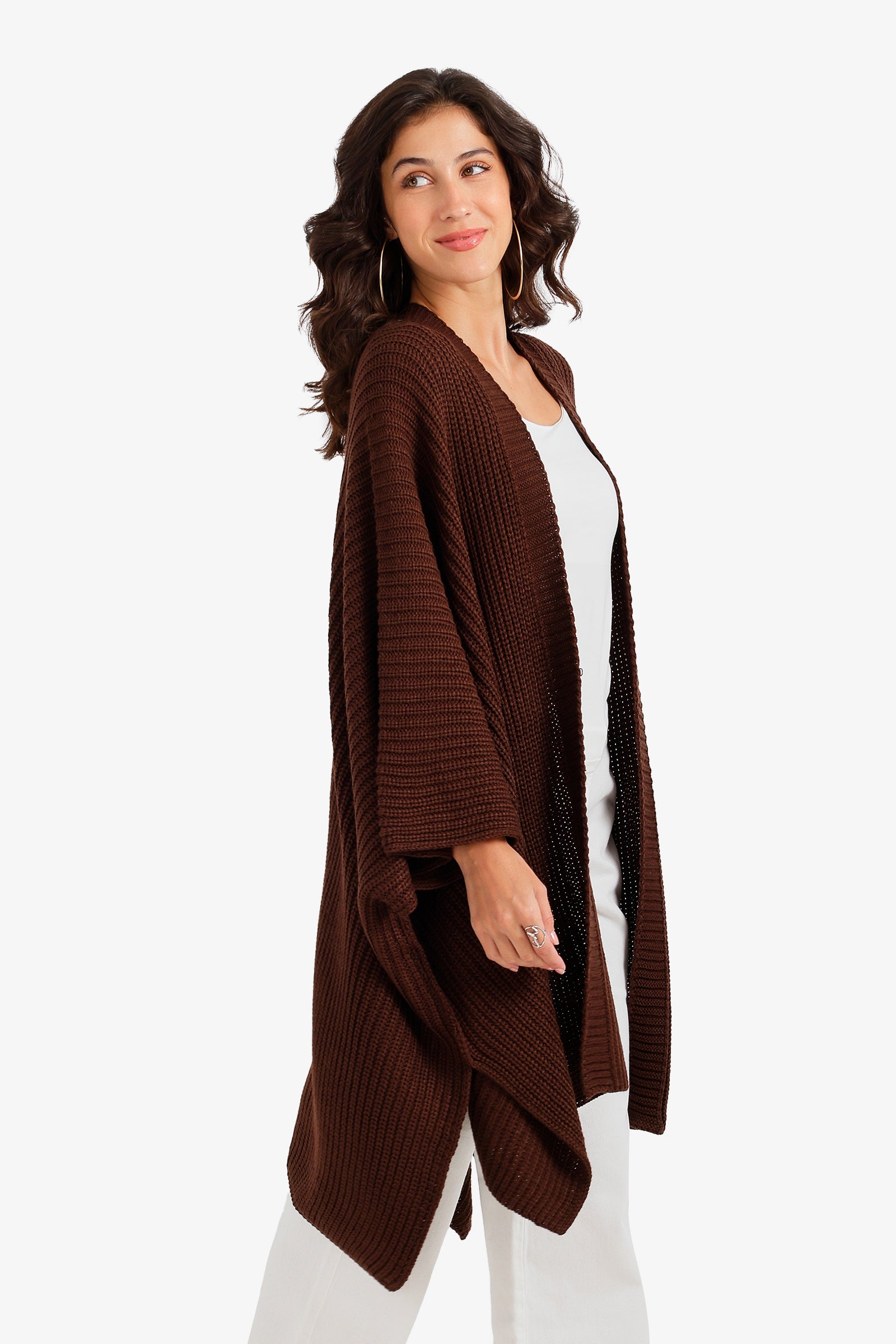 Ribbed Batwing Poncho