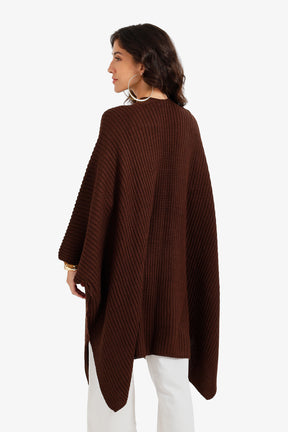 Ribbed Batwing Poncho