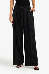 Wide-Leg Pinstripe Pants