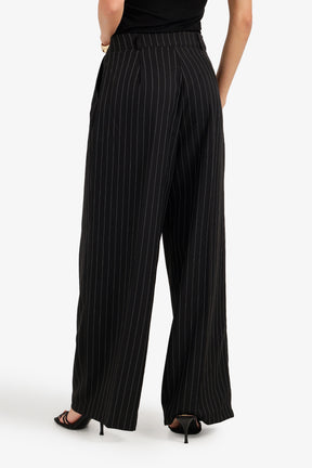 Wide-Leg Pinstripe Pants