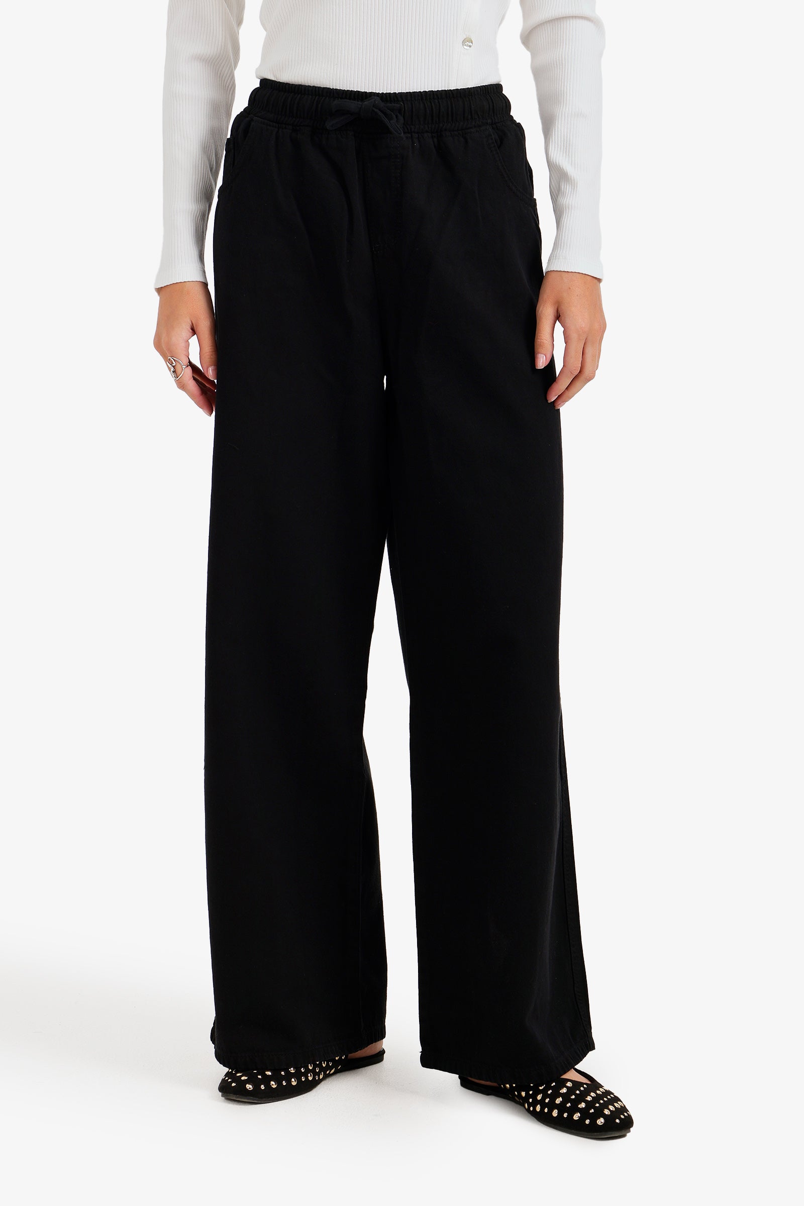 Utility Drawstring Denim Pants