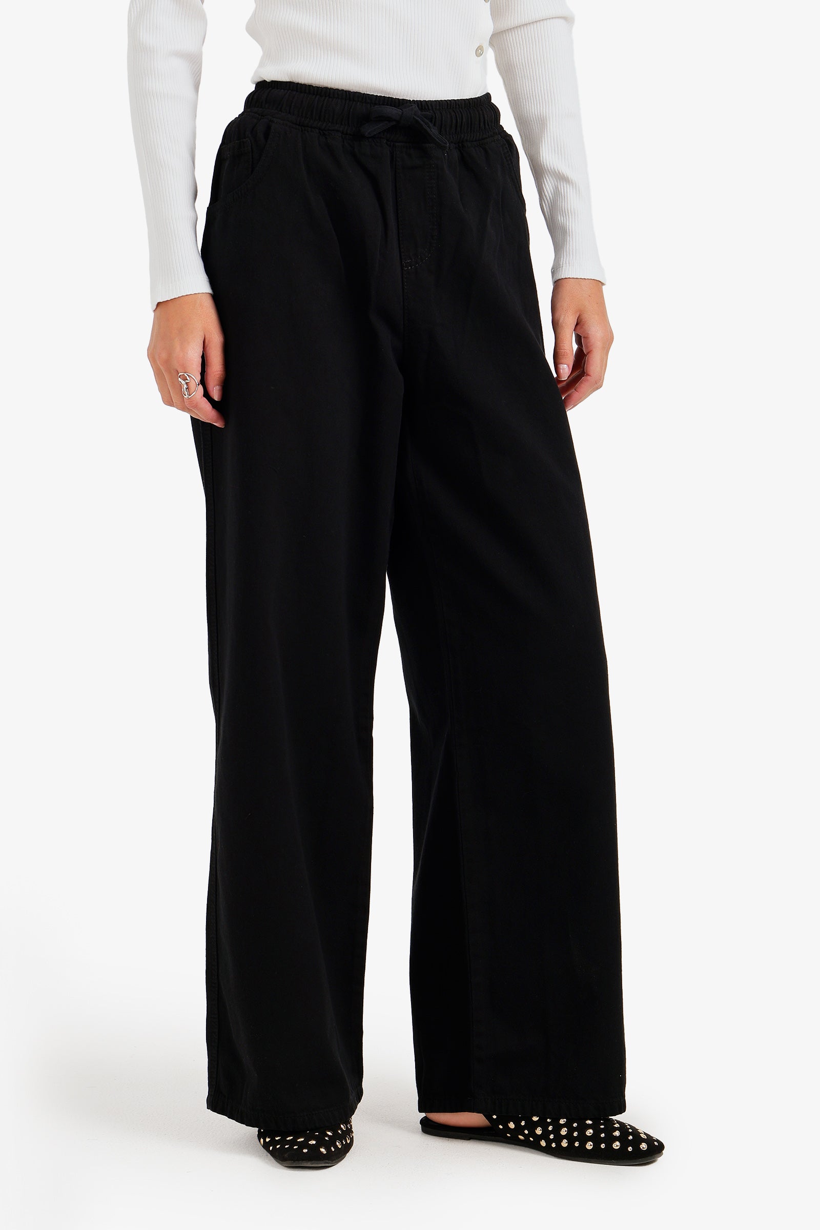 Utility Drawstring Denim Pants