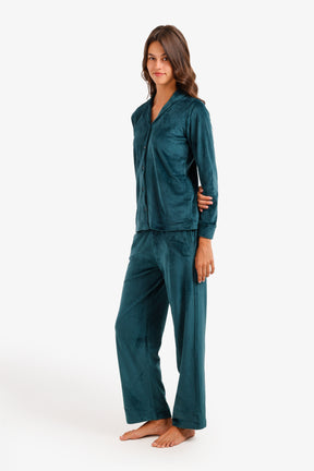 Notch Collar Velvet Pyjama