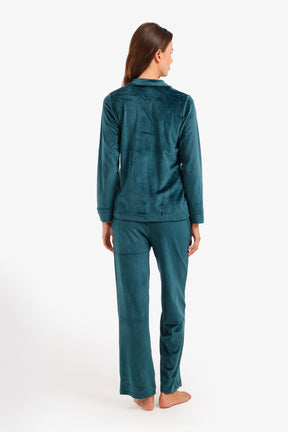 Notch Collar Velvet Pyjama