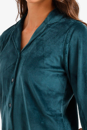 Notch Collar Velvet Pyjama