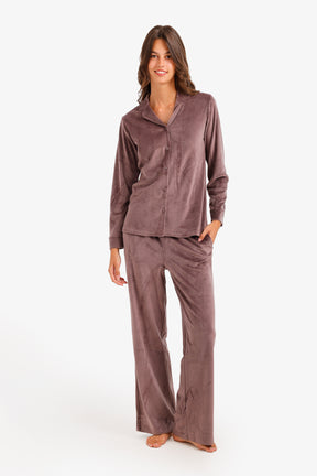 Notch Collar Velvet Pyjama