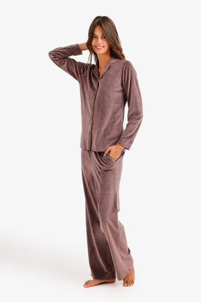 Notch Collar Velvet Pyjama