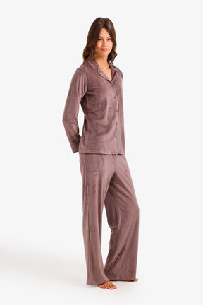 Notch Collar Velvet Pyjama