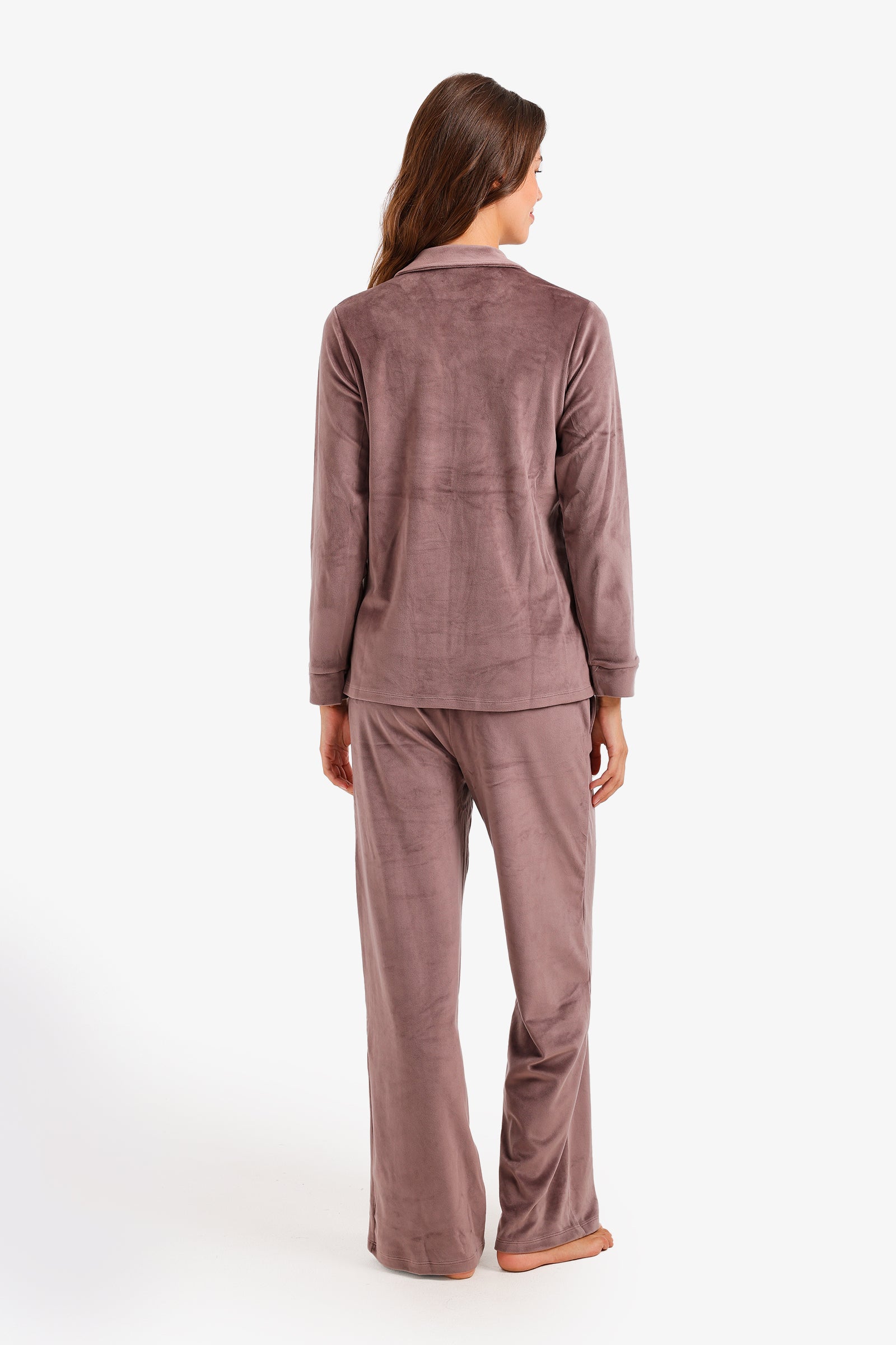 Notch Collar Velvet Pyjama