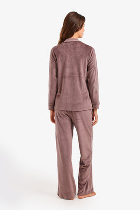 Notch Collar Velvet Pyjama