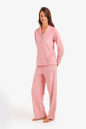 Notch Collar Velvet Pyjama