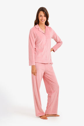 Notch Collar Velvet Pyjama