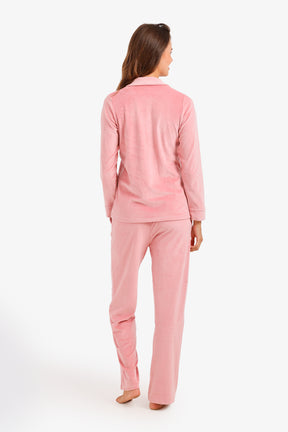Notch Collar Velvet Pyjama