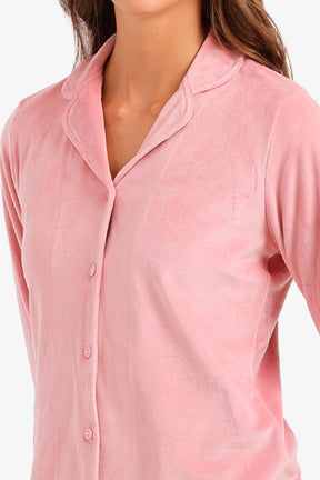 Notch Collar Velvet Pyjama