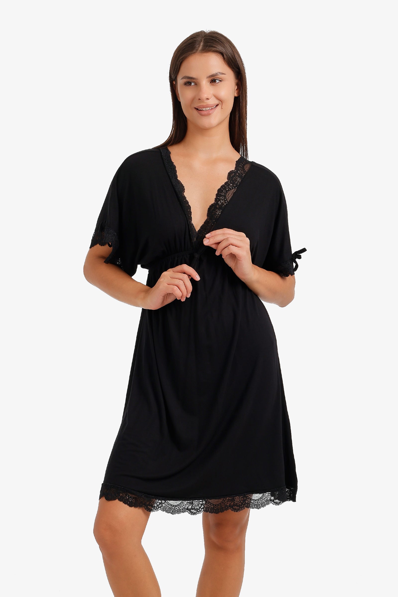 Lace-Trim Flutter Nightgown