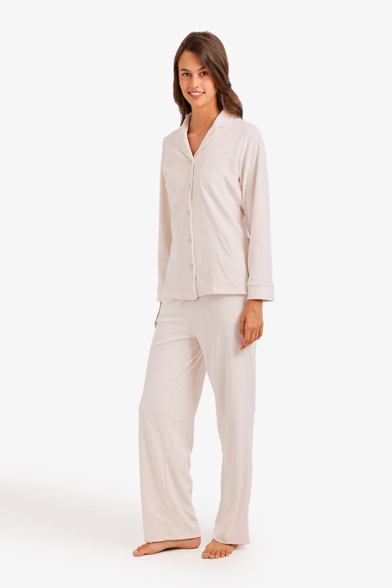 Notch Collar Velvet Pyjama