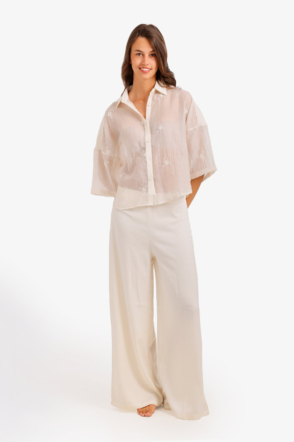 Sheer Embroidered Pyjama