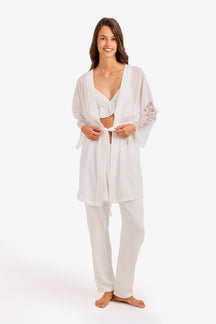 Lace Striped 3-Piece Pyjama